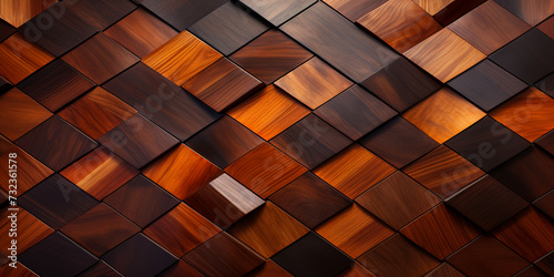 Wood marquetry wall parquet, abstract pattern background.  photo