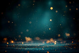 Magical Glittering Particles on Dark Blue Abstract Background