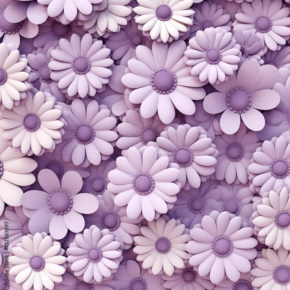 Fototapeta premium illustration of flowers of white and purple, pattern