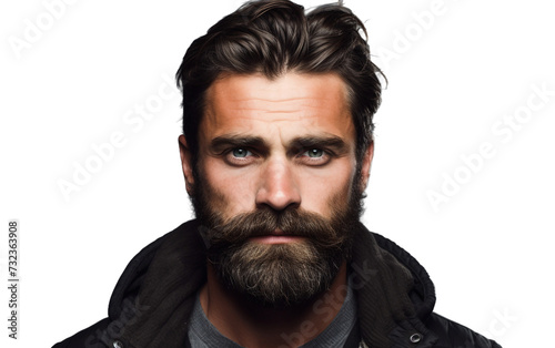 Defined Jawline Hollywoodian Beard Isolated on Transparent Background PNG.