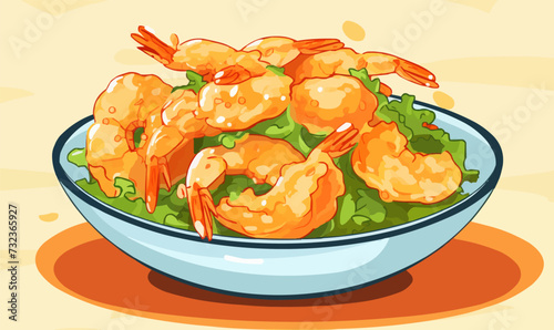 tempura shrimps vector flat minimalistic isolated vector style illustration