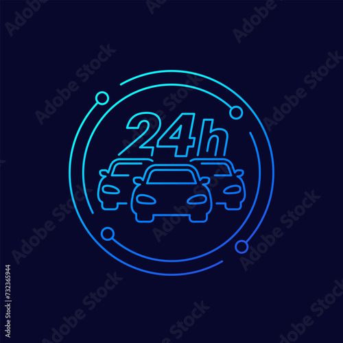 car fleet 24 hours icon in linear design