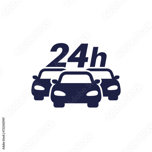 car fleet 24 hours icon on white