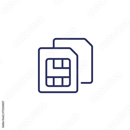 two SIM cards line icon