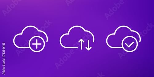 add to cloud, upload line icons for web and apps