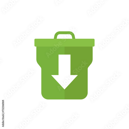 waste reduction icon with a trash bin in flat design