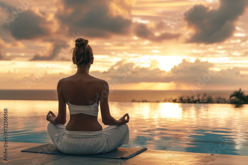 Zen at Sunset: Peaceful Meditation by the Infinity Poo © MyPixelArtStudios