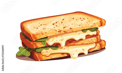 Cheese toasted sandwich vector flat isolated vector style illustration