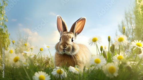 Sweet Rabbit Amid Grass