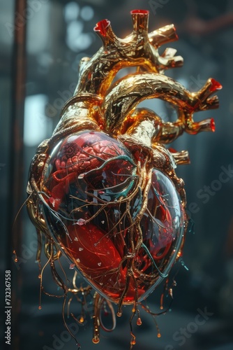 Vibrant 3d heart: a creative and captivating image showcasing a dynamic and visually striking representation of love and emotion in three-dimensional form