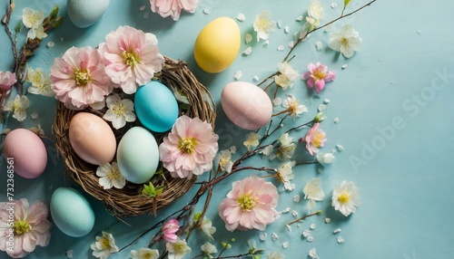easter eggs with flowers photo