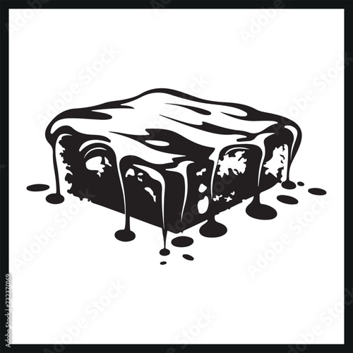 Chocolate Brownie Clipart Silhouette Vector Illustration,  Cartoon Brownie Silhouette Flat Vector, Art, Icon ,Dessert Graphic Design, Symbol