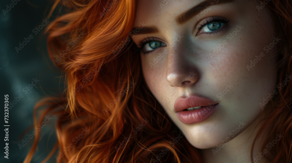 Portrait of a young beautiful woman with red hair Portrait of a young beautiful woman with red hair