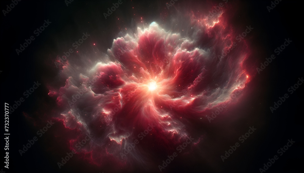 Celestial masterpiece highlighting a nebulous cloud with intense light emanations.
Generative AI.