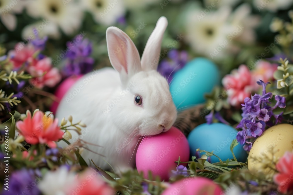 Happy Easter Eggs Basket furry. Bunny in flower easter Tail decoration Garden. Cute hare 3d Desert bloom easter rabbit spring illustration. Holy week Exploration card wallpaper pollen Happy Easter Eggs Basket furry. Bunny in flower easter Tail decoration Garden. Cute hare 3d Desert bloom easter rabbit spring illustration. Holy week Exploration card wallpaper pollen