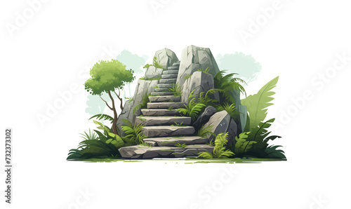 snowy landscape with ice castle vector simple 3d isolated illustration