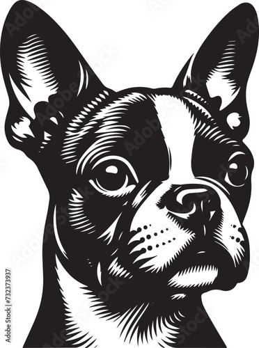 Fényképezés Boston terrier silhouette real in black