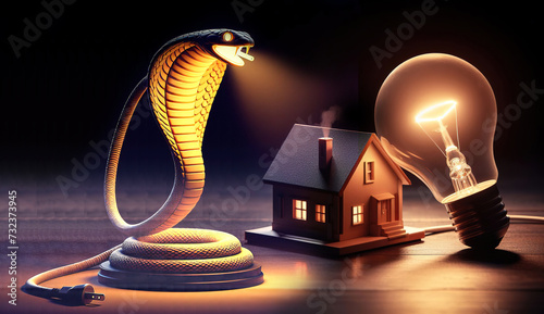 power energy  cost saving sustainable home house winter money bill indoor snake combra - ai generated photo