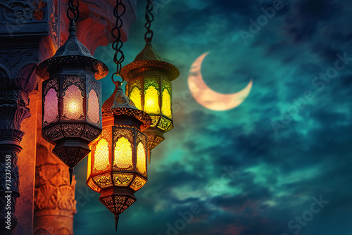 ramadan Kareem, Ramadan crescent moon, Eid Mubarak Islamic festival social media banner and Eid Mubarak Post Template, islam photo