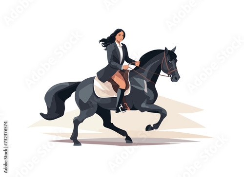 A girl rides a horse. Vector illustration