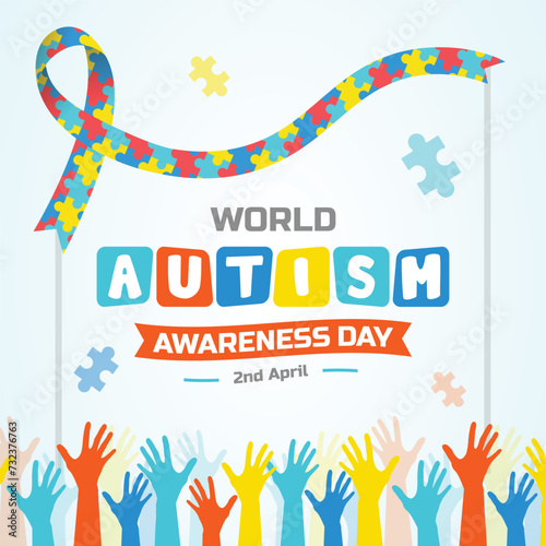 World Autism awareness day banner. Symbol of autism. Design template for background, card, print, poster or brochure. Concept of healthcare awareness campaign for 2 April