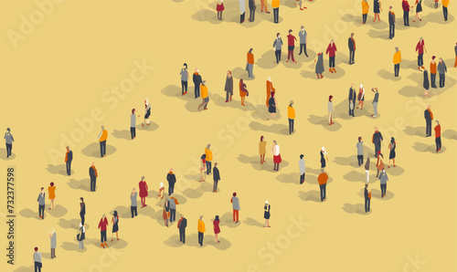 Crowd of people view from above. Vector illustration