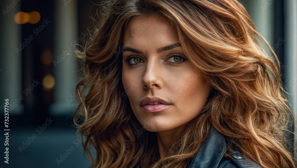 Portrait of a woman with luxurious hair. generative AI Portrait of a woman with luxurious hair. generative AI