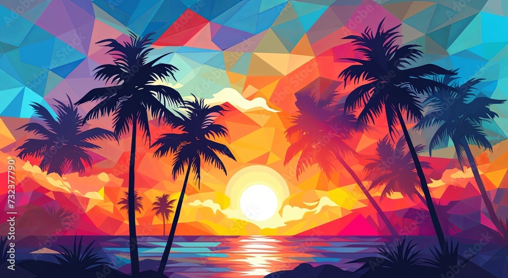 an abstract colored tropical sky and sunset  background - obrazy, fototapety, plakaty 