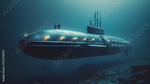  A modern submarine emerges from the depths of the sea © mizan