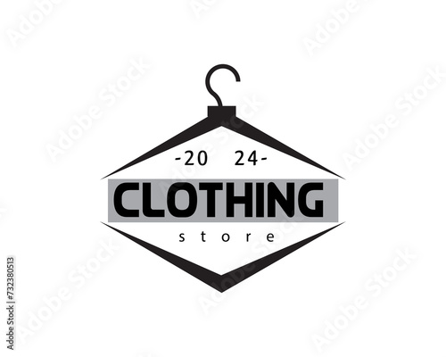 creative clothing store hanger icon logo design template