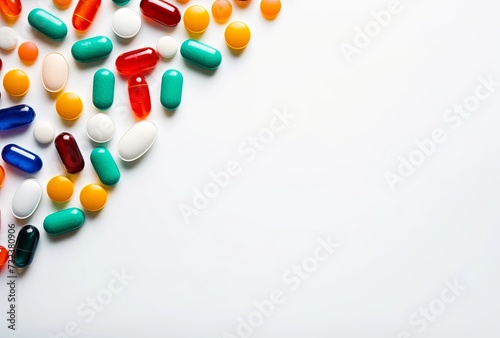 Assorted Pharmaceutical Pills and Capsules on a White Background