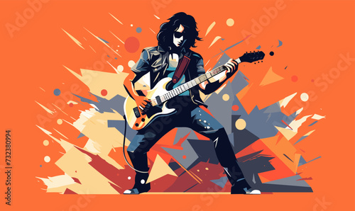 rockers with guitar vector illustration