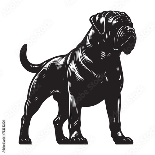 Bullmastiff dog silhouette, Bull mastiff silhouettes, Dog silhouettes,