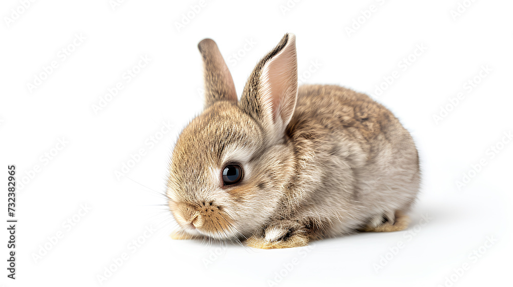 Cute happy smiling baby bunny rabbit isolated on a white background