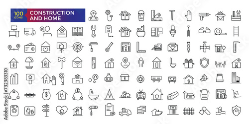 Simple set of building and construction related icons con set, icons collection