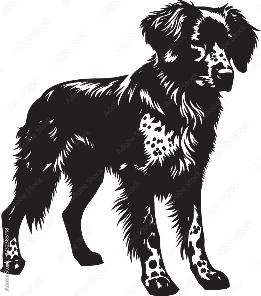 Brittany Spaniel Dog Vector Silhouette,