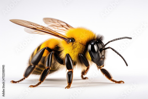 Close-up of bumblebee on white background. Detail of insect anatomy. © Postproduction