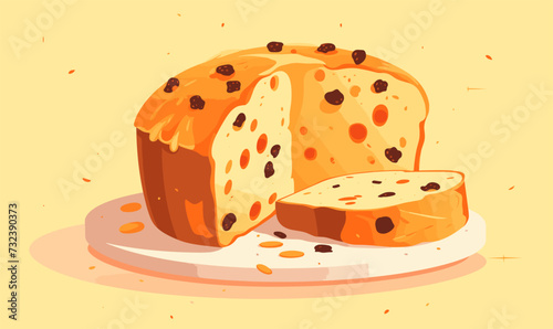 cut pie on a plate flat style vector icon