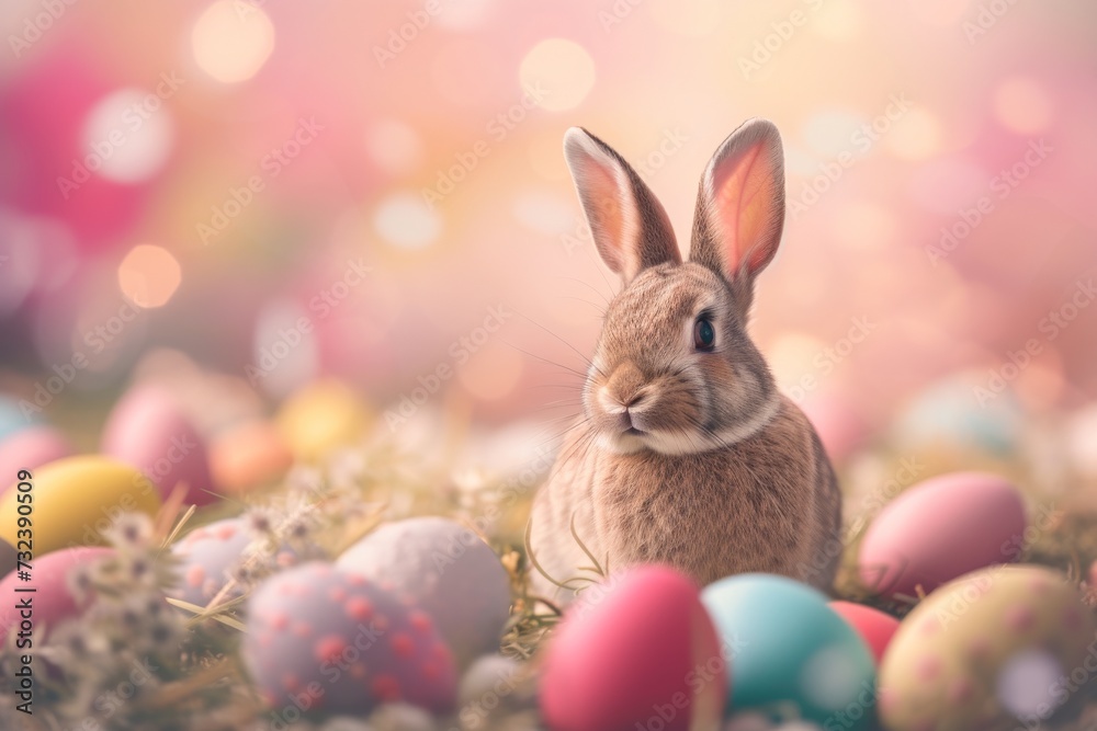 Happy Easter Eggs Basket commemoration. Bunny in flower easter image decoration Garden. Cute hare 3d industrial easter rabbit spring illustration. Holy week Animated card wallpaper joyful Happy Easter Eggs Basket commemoration. Bunny in flower easter image decoration Garden. Cute hare 3d industrial easter rabbit spring illustration. Holy week Animated card wallpaper joyful