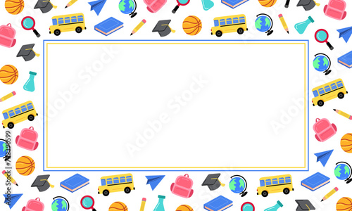 frame of school and education supplies background	