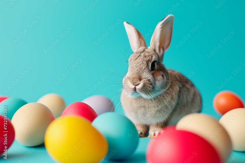 Happy Easter Eggs Basket innocent. Bunny in flower easter Easter card decoration Garden. Cute hare 3d Bright easter rabbit spring illustration. Holy week reflection card wallpaper poppies Happy Easter Eggs Basket innocent. Bunny in flower easter Easter card decoration Garden. Cute hare 3d Bright easter rabbit spring illustration. Holy week reflection card wallpaper poppies