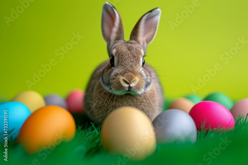 Happy Easter Eggs Basket banter. Bunny in flower easter easter cake decoration Garden. Cute hare 3d Sapphire easter rabbit spring illustration. Holy week Banana card wallpaper traditional