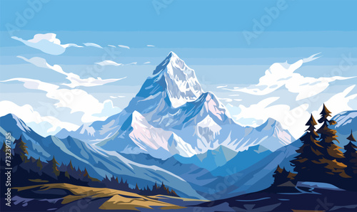 mountain view beautiful landscape flat style vector illustration