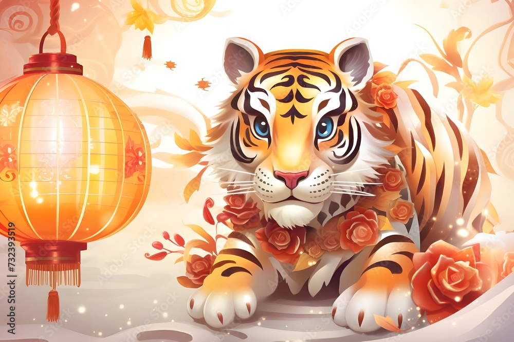 Chinese new year 2022 year of the tiger watercolor background vector isolation background vector illustration

