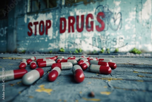 Taking a stand: advocating against drug use with powerful imagery, promoting awareness and prevention through the message to stop drugs in our communities. 