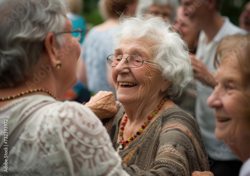 The elderly are happily participating in outdoor activities, enjoying their retirement time