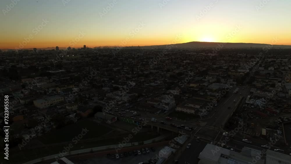 Aerial Panning Beautiful View Of Buildings On City Landscape During Sunset - Long Beach, California Aerial Panning Beautiful View Of Buildings On City Landscape During Sunset - Long Beach, California