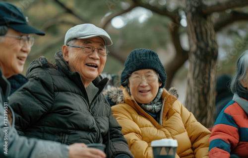 The elderly are happily participating in outdoor activities, enjoying their retirement time