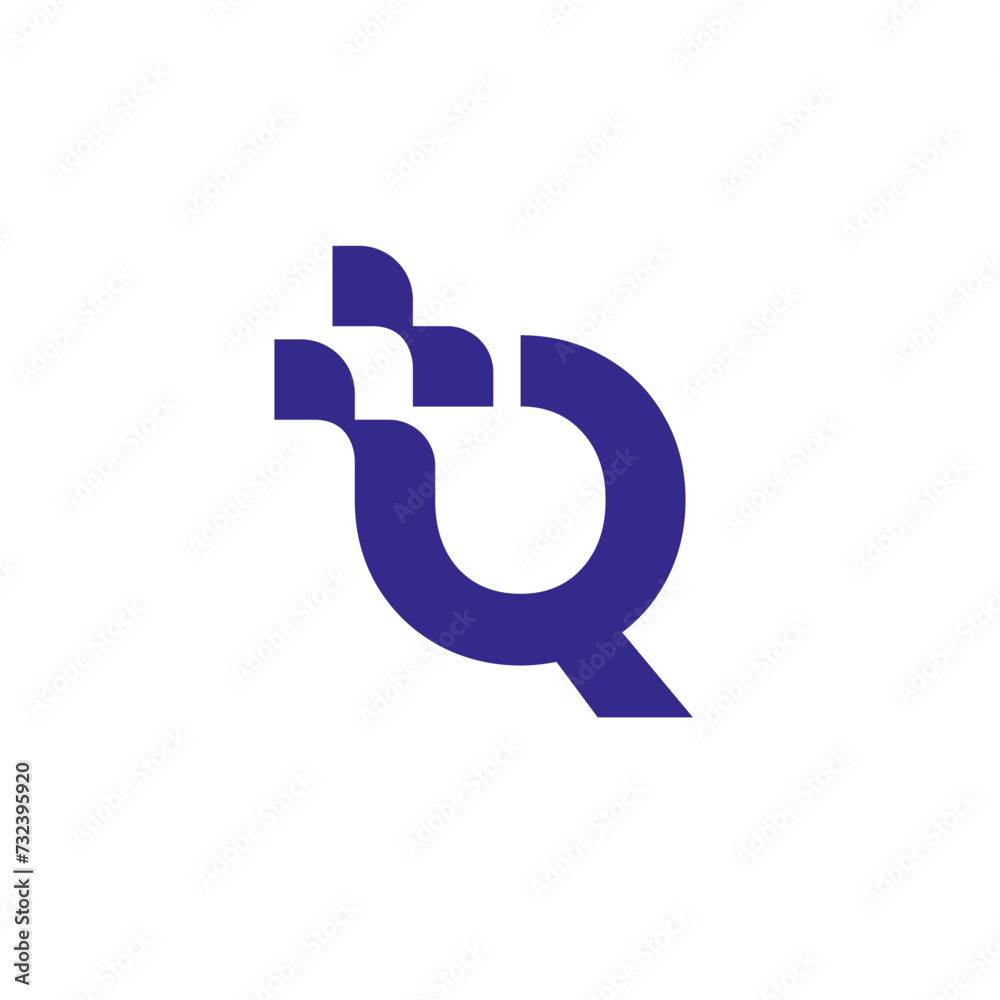 Initial Q logo usable for business technology logo in the form of data. Network connection icon, share symbol design vector
