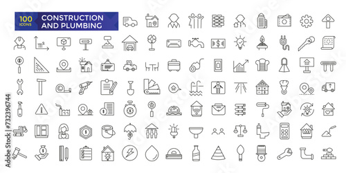 Simple set of building and construction related icons  set  plumbing icons collection